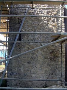stone wall being repaired with cintec sock anchors