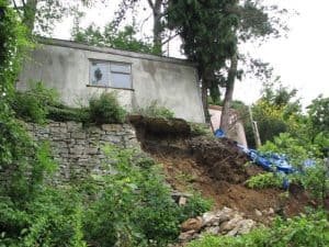 collapsed retaining wall