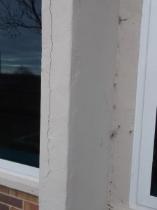 Cracks in concrete upright