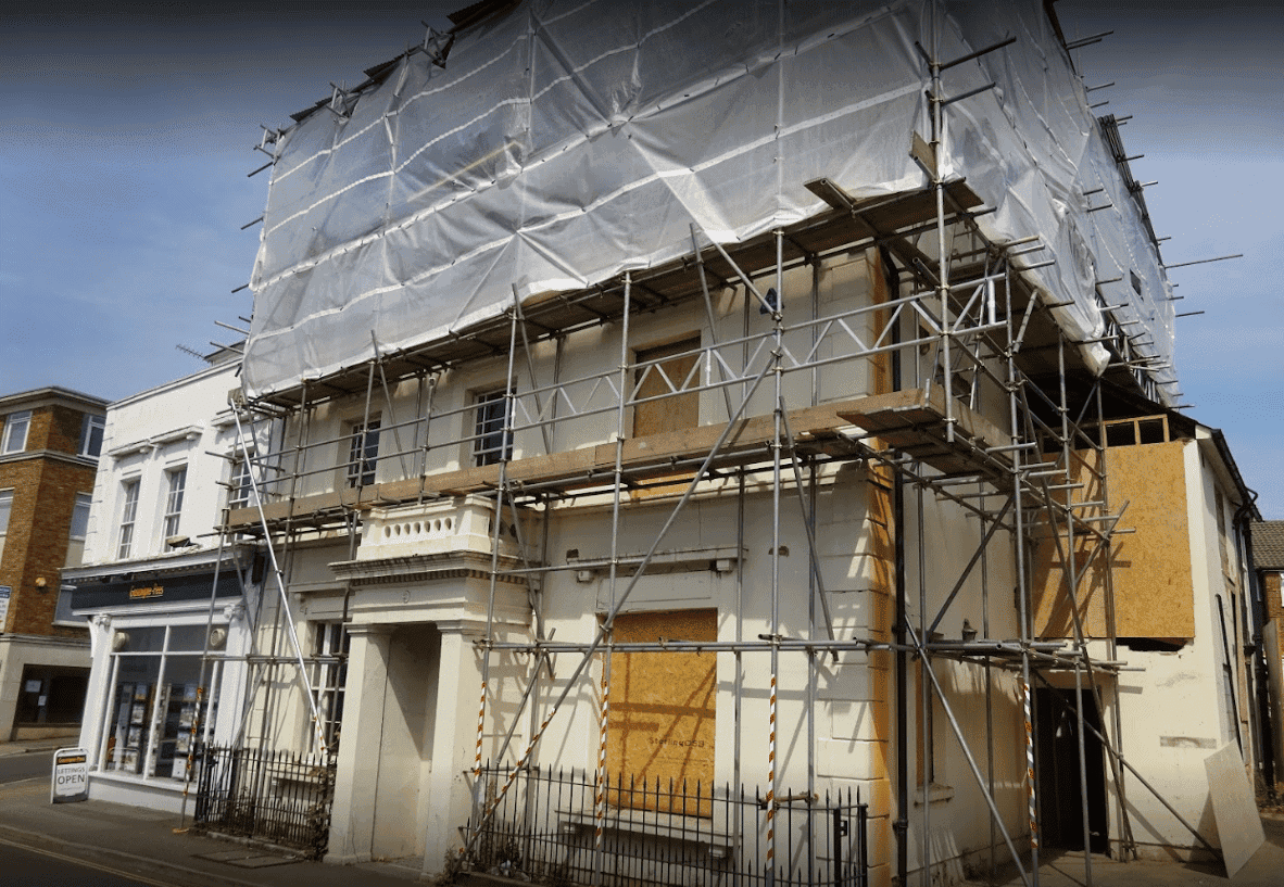 image showing scaffolding around a Georgian building in London